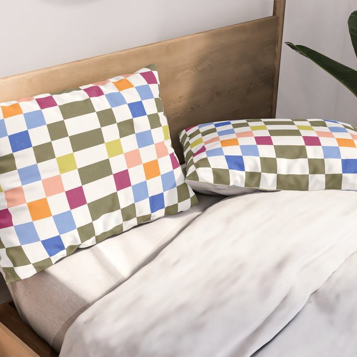 Colorful Mod Checkerboard Pillow Sham Gallery Image 2