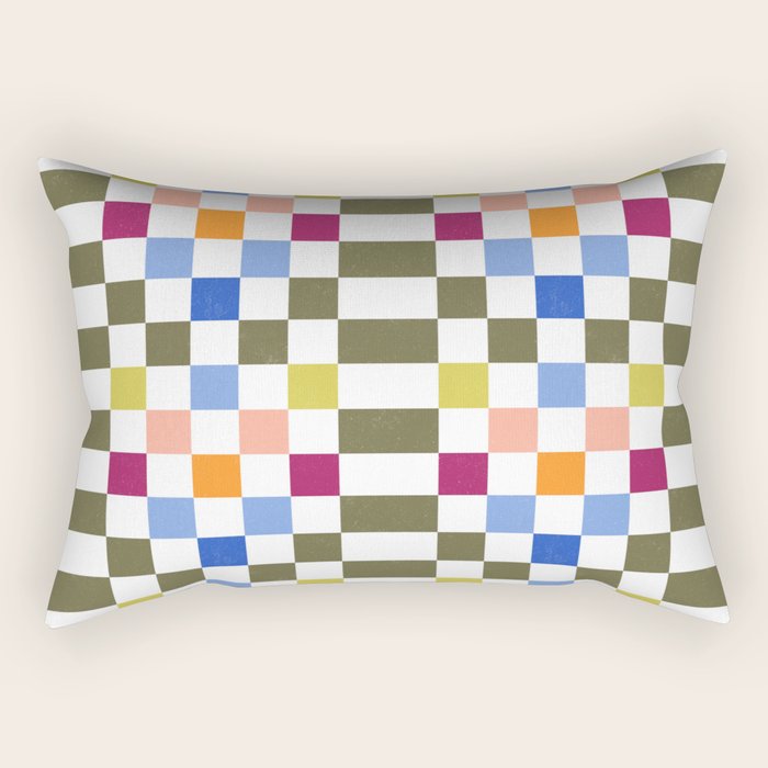 Colorful Mod Checkerboard Rectangular Pillow Gallery Image 2