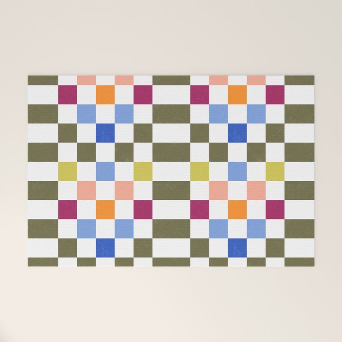 Colorful Mod Checkerboard Welcome Mat Gallery Image 1