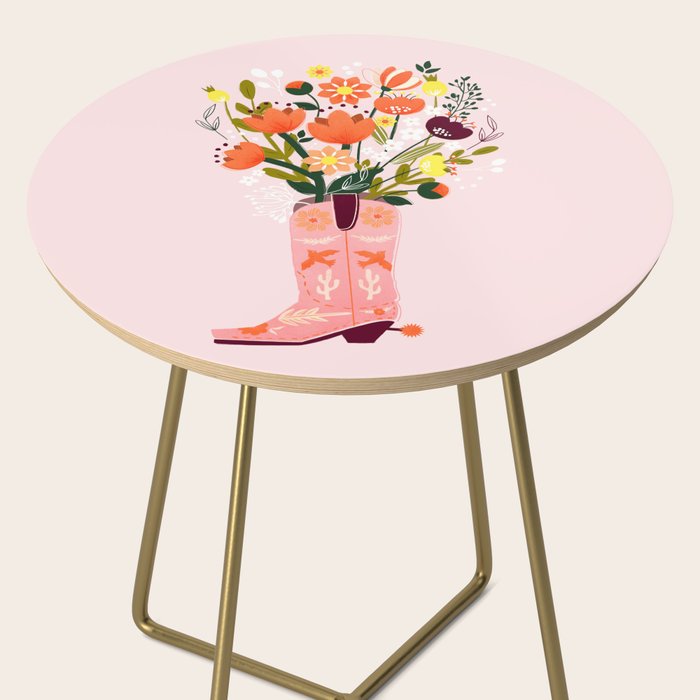 Pink Cowboy Boot and Wild Flower Bouquet Side Table Gallery Image 2