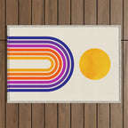 Rainbow Sun: Retro 80s Edition Outdoor Rug Gallery Image 1