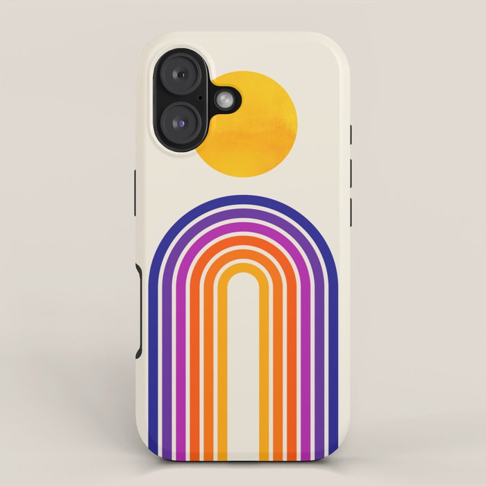Rainbow Sun: Retro 80s Edition iPhone Case Gallery Image 1
