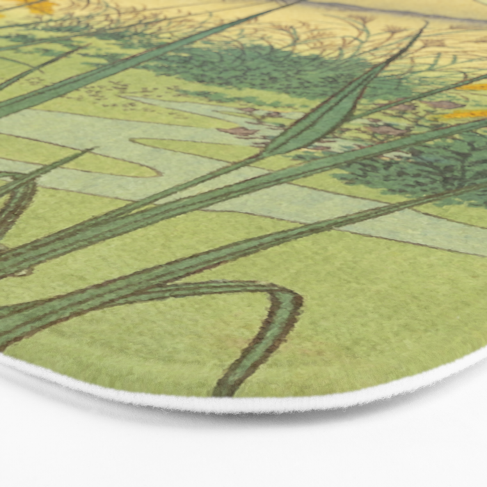 Hankjin Views - Nature Ukiyo Landscape in Green, Purple, Yellow & Orange Bath Mat Gallery Image 3
