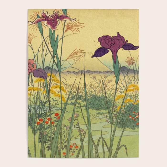 Hankjin Views - Nature Ukiyo Landscape in Green, Purple, Yellow & Orange Poster Gallery Image 4