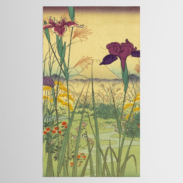 Hankjin Views - Nature Ukiyo Landscape in Green, Purple, Yellow & Orange Tablecloth Gallery Image 2
