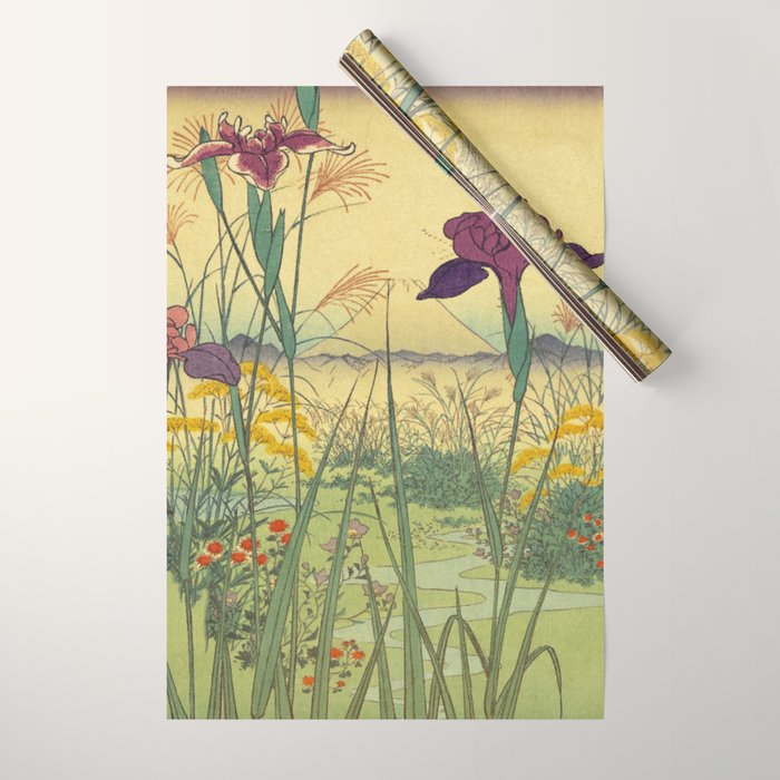 Hankjin Views - Nature Ukiyo Landscape in Green, Purple, Yellow & Orange Wrapping Paper Gallery Image 1