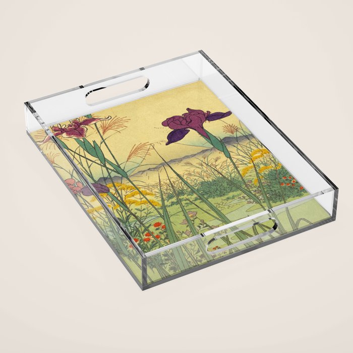 Hankjin Views - Nature Ukiyo Landscape in Green, Purple, Yellow & Orange Acrylic Tray Gallery Image 1