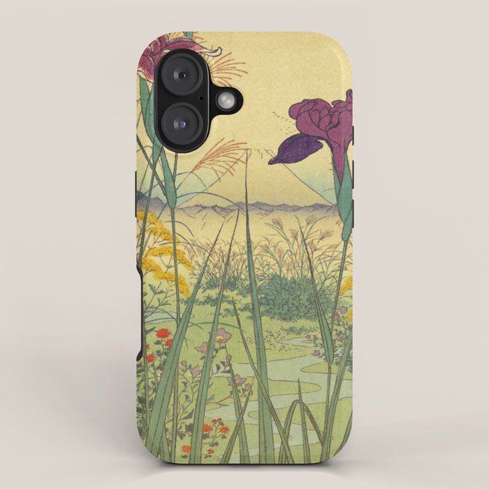 Hankjin Views - Nature Ukiyo Landscape in Green, Purple, Yellow & Orange iPhone Case Gallery Image 1