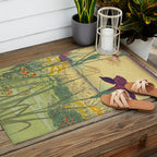 Hankjin Views - Nature Ukiyo Landscape in Green, Purple, Yellow & Orange Outdoor Rug Gallery Image 2