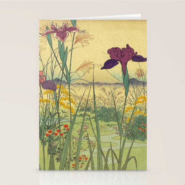 Hankjin Views - Nature Ukiyo Landscape in Green, Purple, Yellow & Orange Stationery Card Gallery Image 2