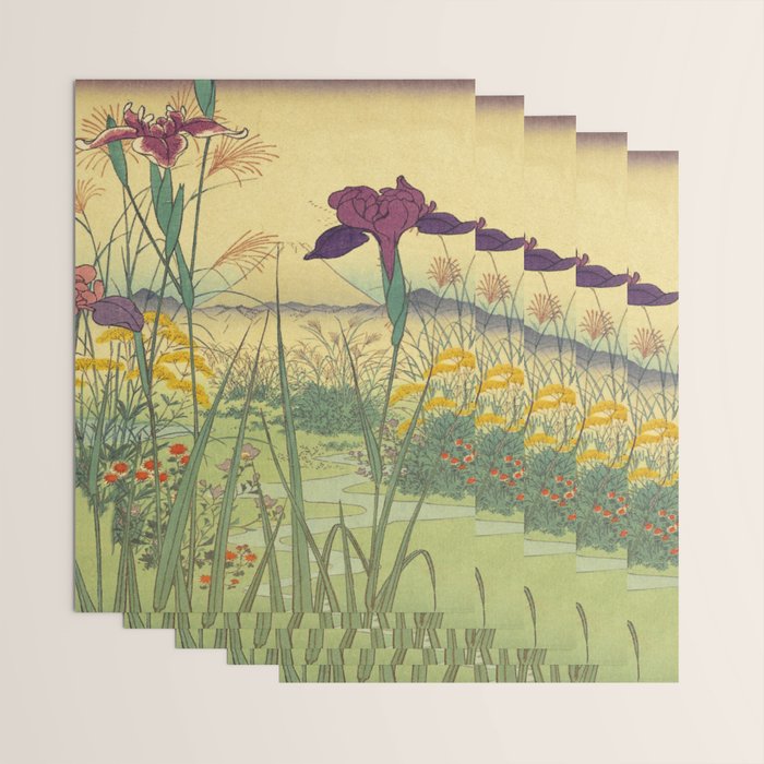 Hankjin Views - Nature Ukiyo Landscape in Green, Purple, Yellow & Orange Wrapping Paper Gallery Image 3