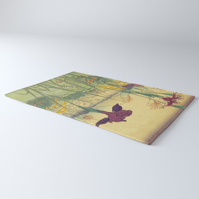 Hankjin Views - Nature Ukiyo Landscape in Green, Purple, Yellow & Orange Rug Gallery Image 3