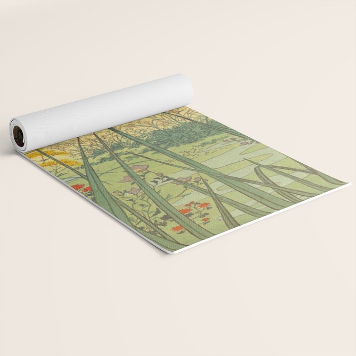 Hankjin Views - Nature Ukiyo Landscape in Green, Purple, Yellow & Orange Yoga Mat Gallery Image 2