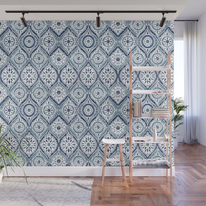 Azure Medallion Motif Wall Mural Gallery Image 1