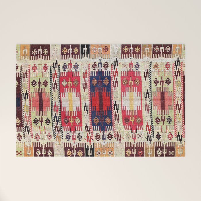 Aleppo North Syrian Silk Kilim Print Welcome Mat Gallery Image 1