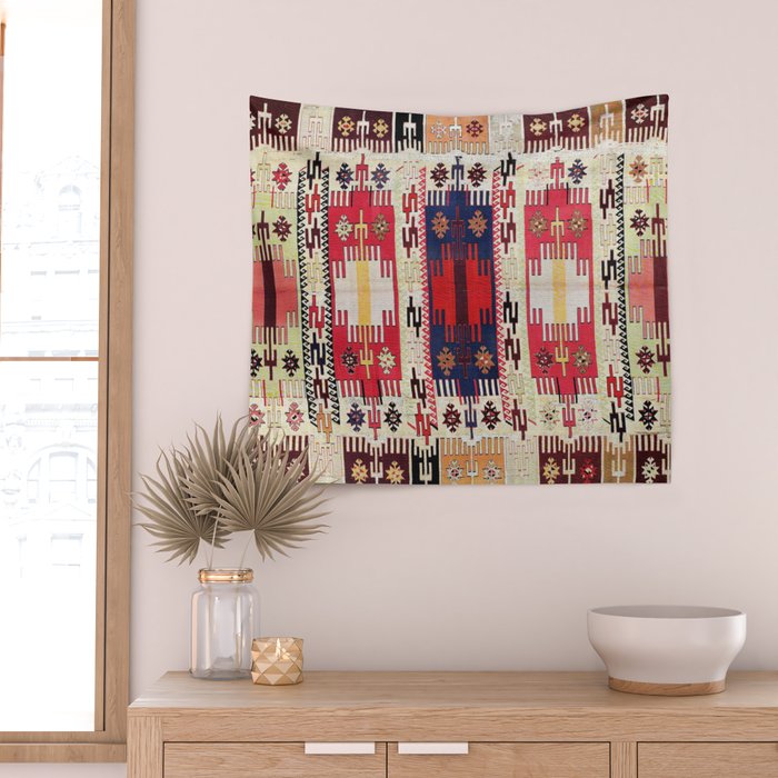 Aleppo North Syrian Silk Kilim Print Wall Tapestry Gallery Image 2