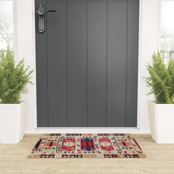 Aleppo North Syrian Silk Kilim Print Welcome Mat Gallery Image 3