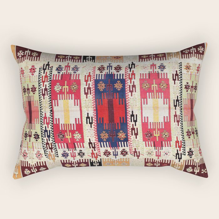 Aleppo North Syrian Silk Kilim Print Rectangular Pillow Gallery Image 2