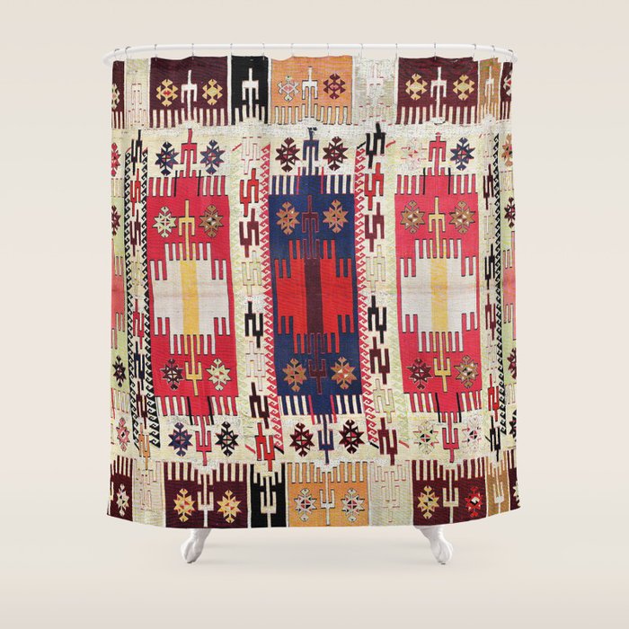 Aleppo North Syrian Silk Kilim Print Shower Curtain Gallery Image 1