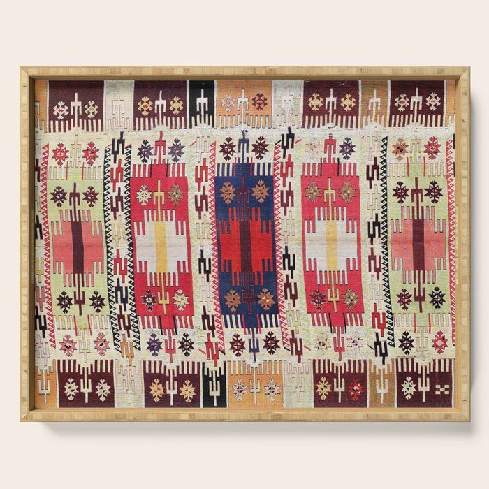 Aleppo North Syrian Silk Kilim Print Serving Tray Gallery Image 1