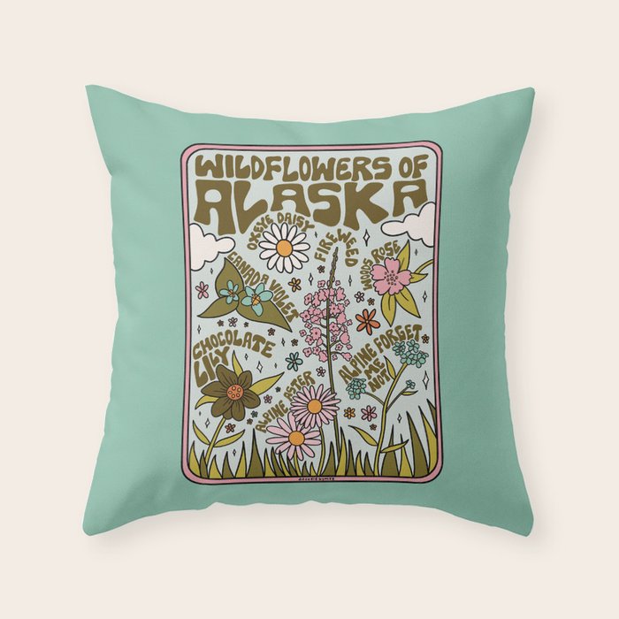 Alaska Wildflowers Throw Pillow Gallery Image 6