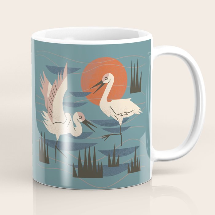 Cranes Wading At Sunset Coffee Mug Gallery Image 1