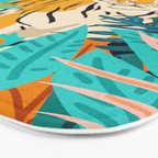 Only 3890 Tigers Left, Wildlife Vibrant Tiger Painting, Jungle Nature Colorful Illustration Bath Mat Gallery Image 3