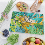 Only 3890 Tigers Left, Wildlife Vibrant Tiger Painting, Jungle Nature Colorful Illustration Cutting Board Gallery Image 2