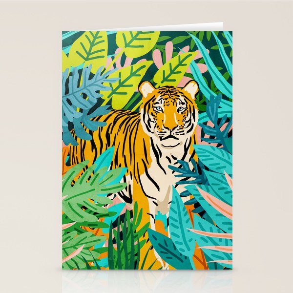 Only 3890 Tigers Left, Wildlife Vibrant Tiger Painting, Jungle Nature Colorful Illustration Stationery Card Gallery Image 2