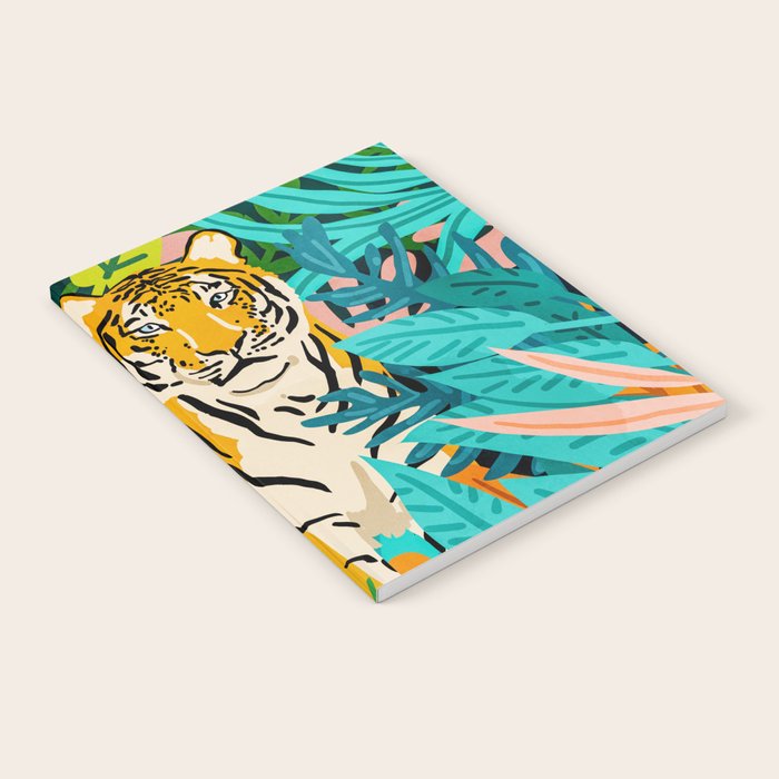 Only 3890 Tigers Left, Wildlife Vibrant Tiger Painting, Jungle Nature Colorful Illustration Notebook Gallery Image 1