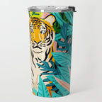 Only 3890 Tigers Left, Wildlife Vibrant Tiger Painting, Jungle Nature Colorful Illustration Travel Mug Gallery Image 2