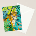 Only 3890 Tigers Left, Wildlife Vibrant Tiger Painting, Jungle Nature Colorful Illustration Stationery Card Gallery Image 2