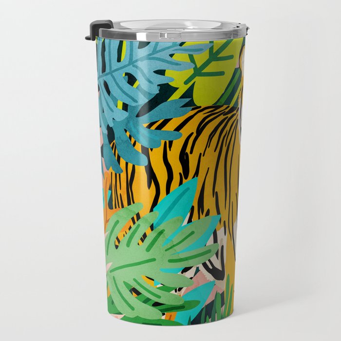 Only 3890 Tigers Left, Wildlife Vibrant Tiger Painting, Jungle Nature Colorful Illustration Travel Mug Gallery Image 3
