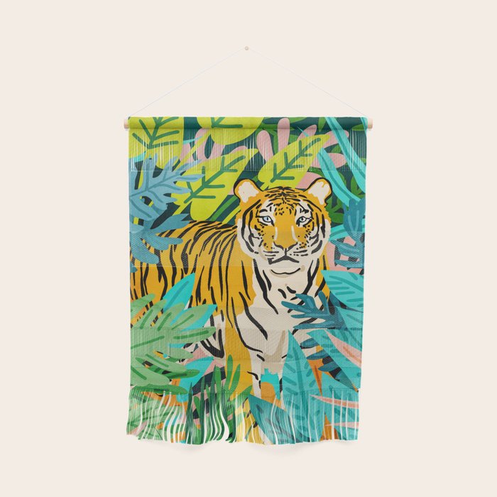 Only 3890 Tigers Left, Wildlife Vibrant Tiger Painting, Jungle Nature Colorful Illustration Wall Hanging Gallery Image 1
