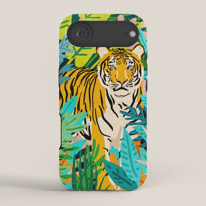 Only 3890 Tigers Left, Wildlife Vibrant Tiger Painting, Jungle Nature Colorful Illustration iPhone Case Gallery Image 2