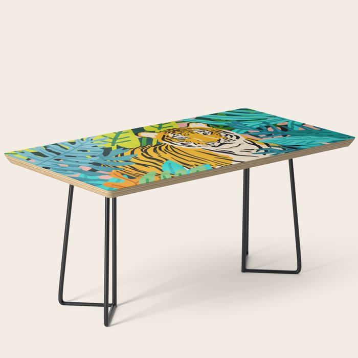 Only 3890 Tigers Left, Wildlife Vibrant Tiger Painting, Jungle Nature Colorful Illustration Coffee Table Gallery Image 1