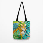 Only 3890 Tigers Left, Wildlife Vibrant Tiger Painting, Jungle Nature Colorful Illustration Tote Bag Gallery Image 2