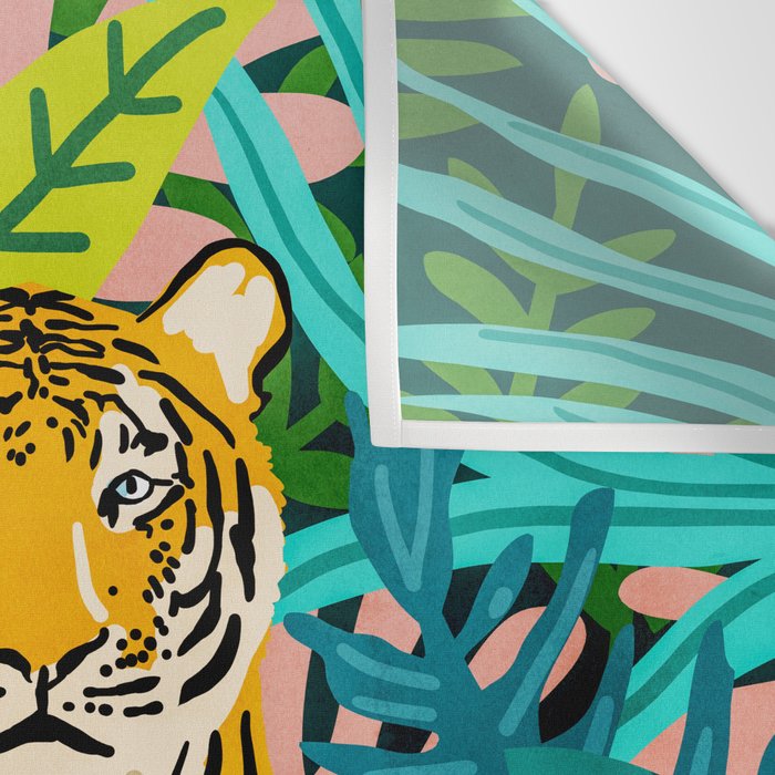 Only 3890 Tigers Left, Wildlife Vibrant Tiger Painting, Jungle Nature Colorful Illustration Wall Tapestry Gallery Image 3