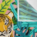 Only 3890 Tigers Left, Wildlife Vibrant Tiger Painting, Jungle Nature Colorful Illustration Wall Tapestry Gallery Image 3