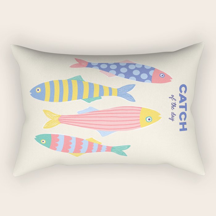  Catch of the Day - Playful Retro Sardine in fun stripes and dots Rectangular Pillow Gallery Image 2