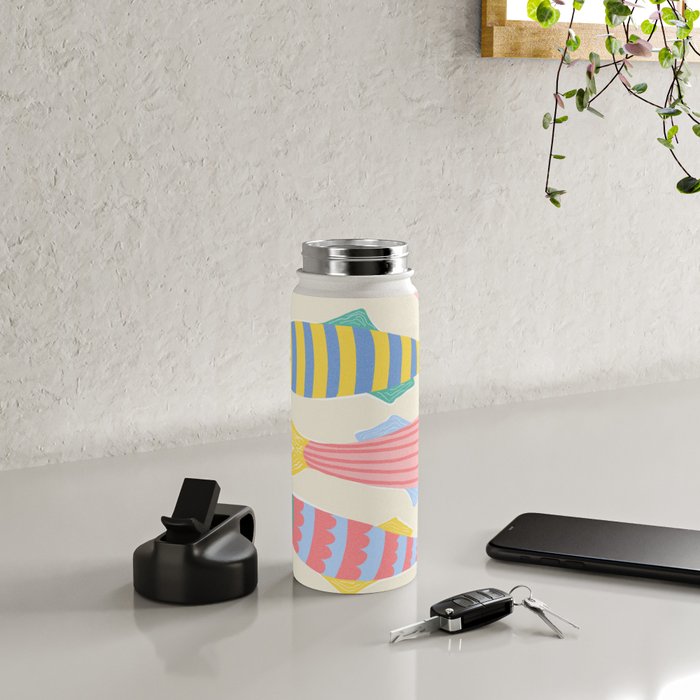  Catch of the Day - Playful Retro Sardine in fun stripes and dots Water Bottle Gallery Image 4