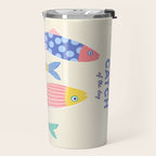  Catch of the Day - Playful Retro Sardine in fun stripes and dots Travel Mug Gallery Image 2