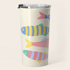  Catch of the Day - Playful Retro Sardine in fun stripes and dots Travel Mug Gallery Image 3