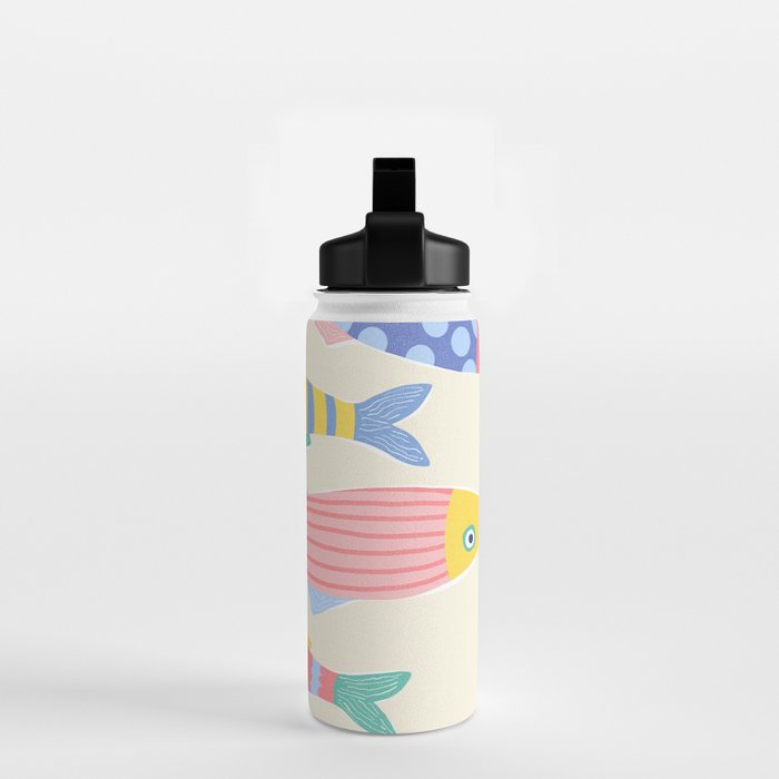 Catch of the Day - Playful Retro Sardine in fun stripes and dots Water Bottle Gallery Image 2
