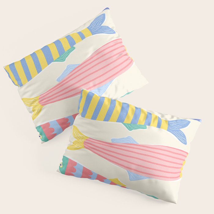  Catch of the Day - Playful Retro Sardine in fun stripes and dots Pillow Sham Gallery Image 3
