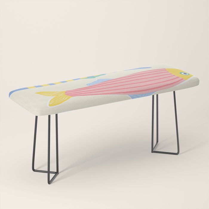  Catch of the Day - Playful Retro Sardine in fun stripes and dots Bench Gallery Image 1