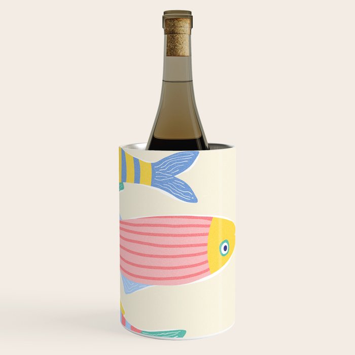  Catch of the Day - Playful Retro Sardine in fun stripes and dots Wine Chiller Gallery Image 3