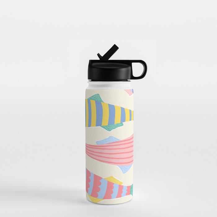  Catch of the Day - Playful Retro Sardine in fun stripes and dots Water Bottle Gallery Image 1