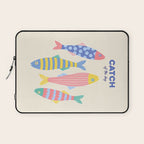  Catch of the Day - Playful Retro Sardine in fun stripes and dots Laptop Sleeve Gallery Image 1