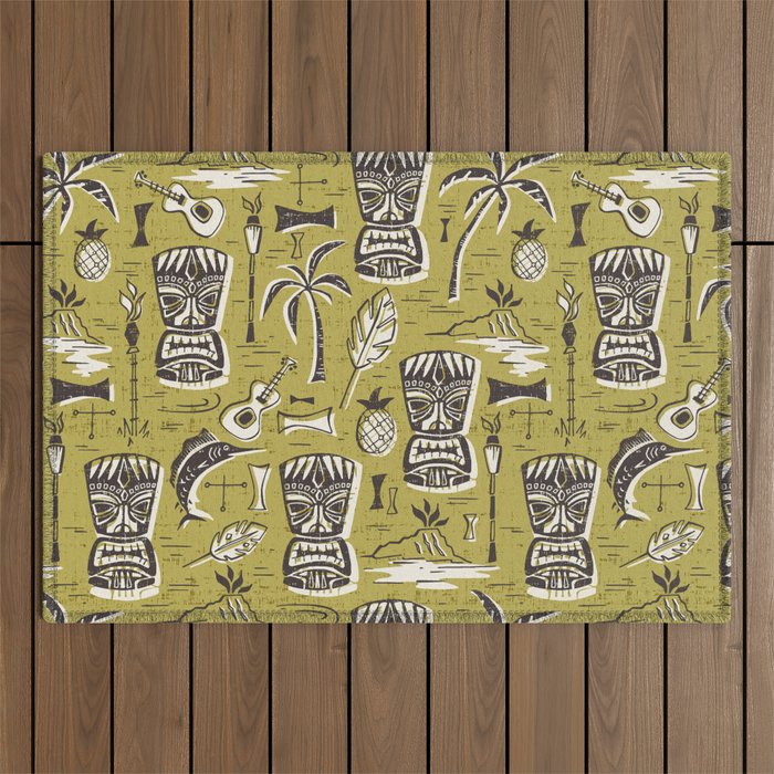 Tropical Tiki Green Outdoor Rug Gallery Image 1